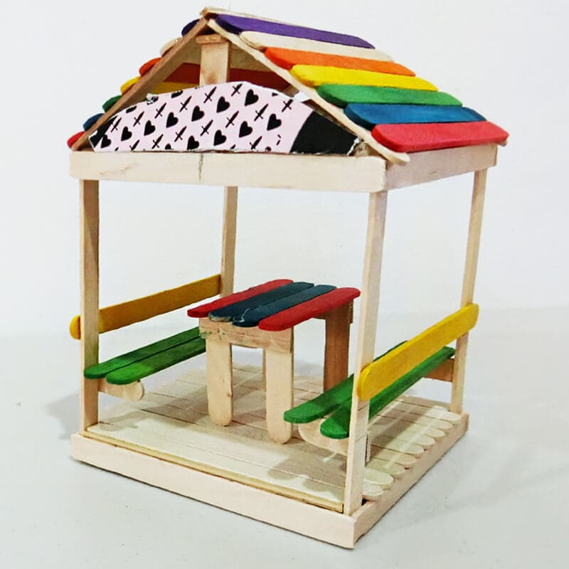 15 popsicle stick hut 11