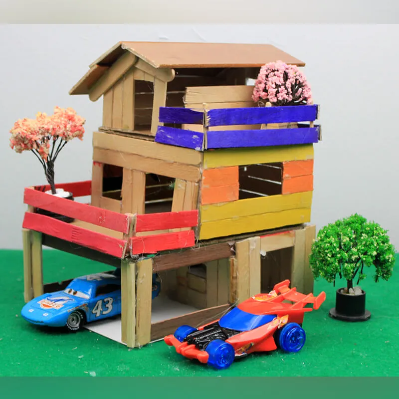 2 storeys popsicle stick house 26