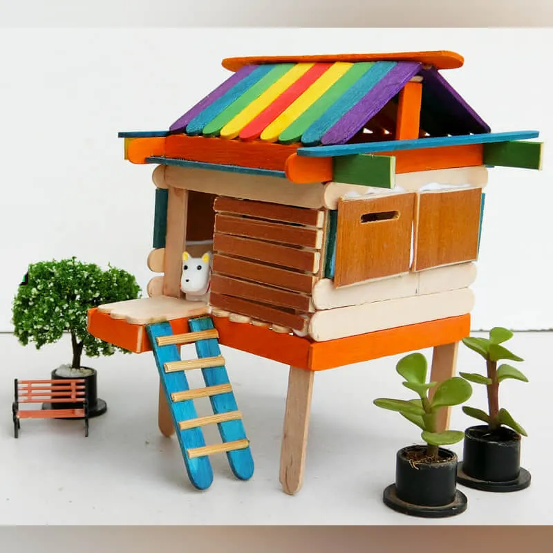 Popstick house with stand