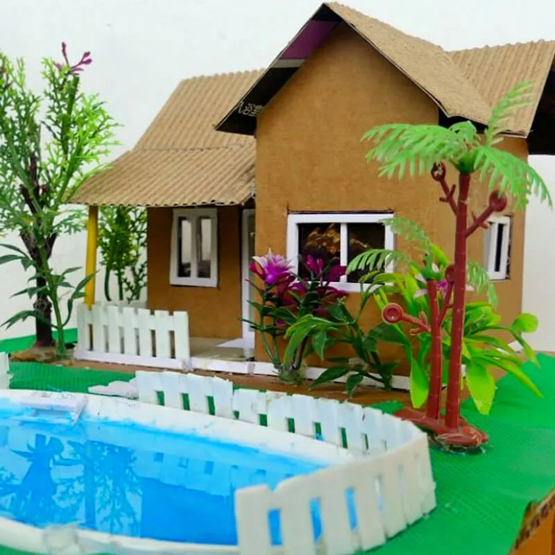 cardboard house with swimming pool 65
