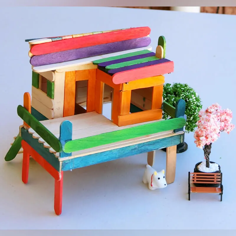 miniature popsicle stick house rural style