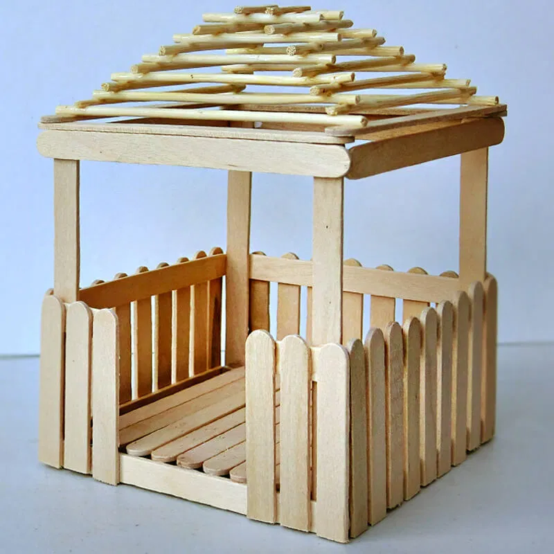 14 popsicle stick hut 12