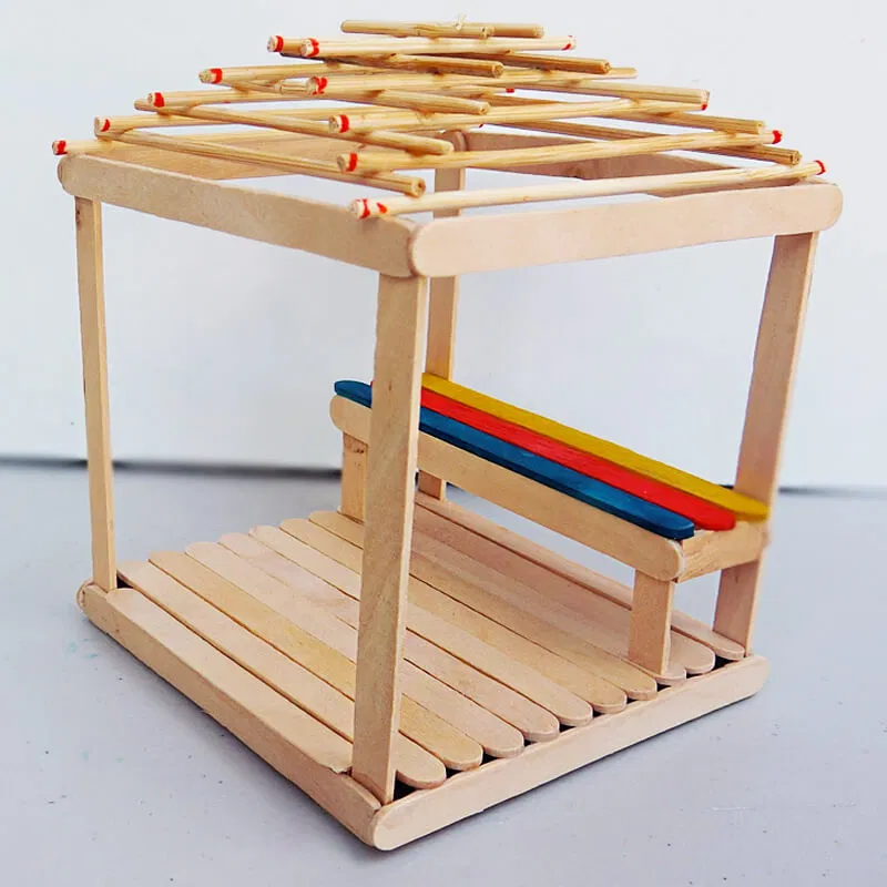16 miniature popsicle stick hut 7